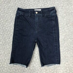 Free People Shorts Womens 26 Bermuda Denim Frayed Hem Stretch Jean Summer Casual